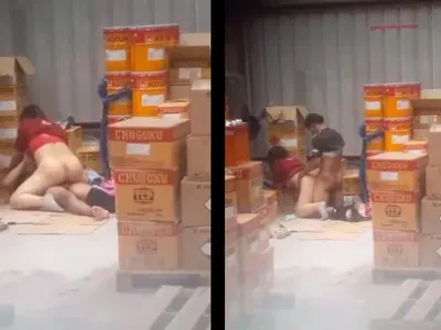 Quay lén cặp đôi công nhân chịch nhau trong nhà kho