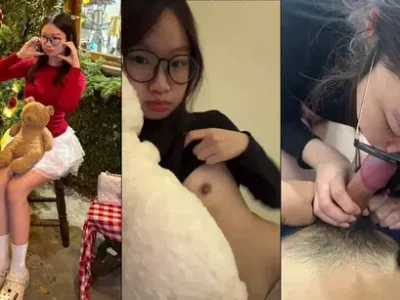 Bé kính cận dâm dục khoe cặp vếu bú buồi cực nét